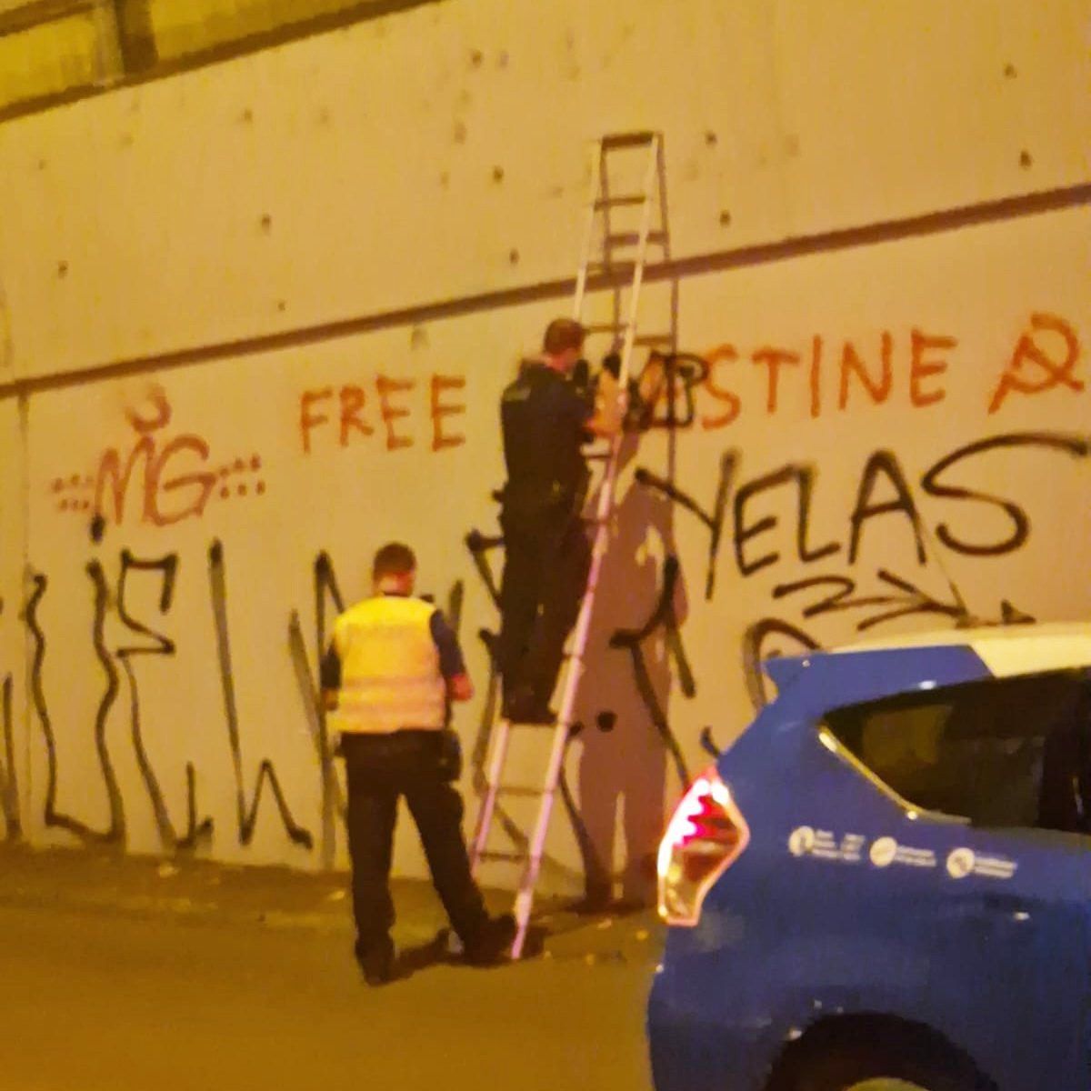 Im Zusammenhang mit der Demo kam es auch zu «Free Palestine»-Graffitis. 