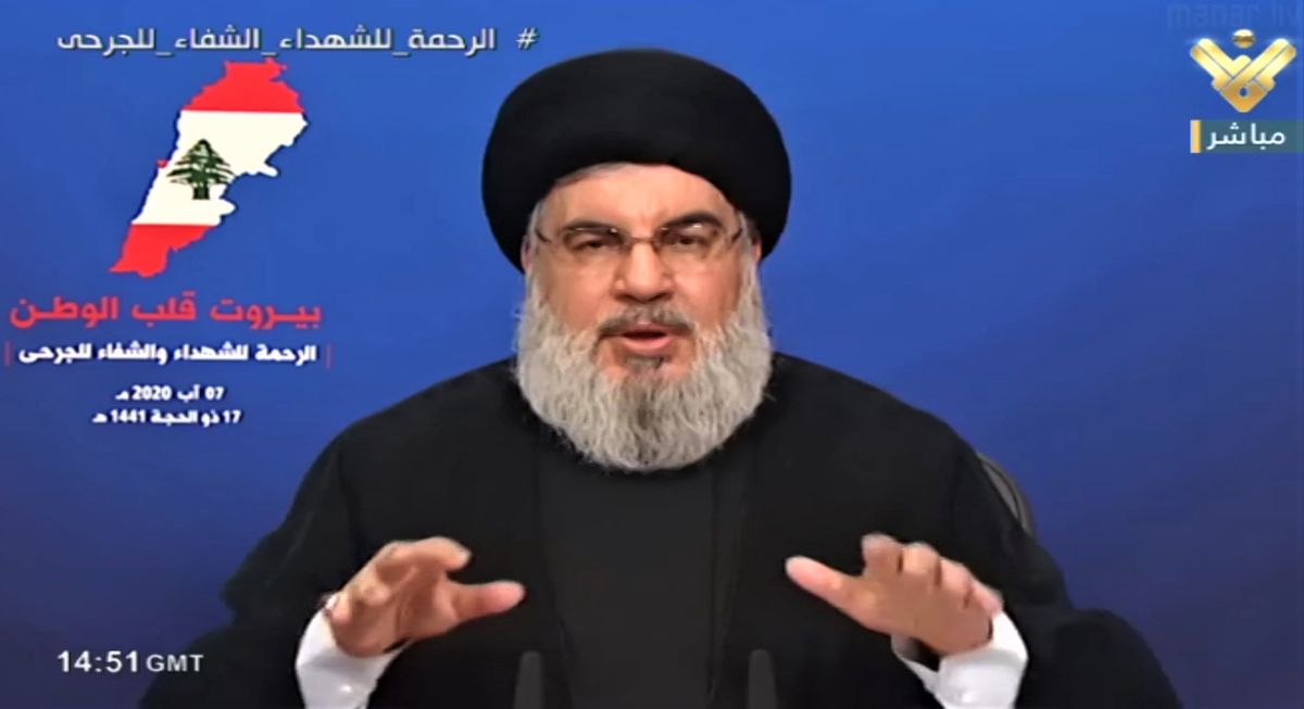 Die Hizbollah bleibt im Spiel, riskiert aber vorerst nicht die eigene Vernichtung durch Israel: Hizbollah-Führer Hassan Nasrallah bei seinem Fernsehauftritt am Freitag. 