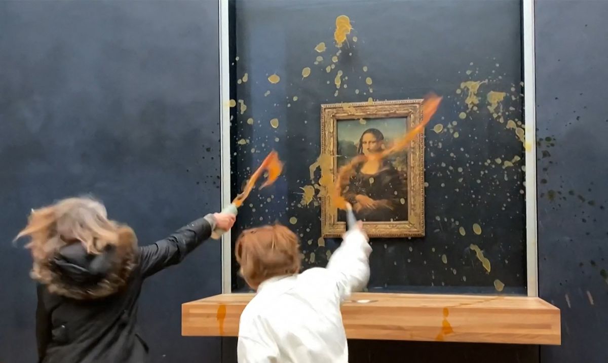 Zum Glück geschützt durch eine Scheibe: Die Mona Lisa wurde «Opfer» einer Umweltprotestaktion.
