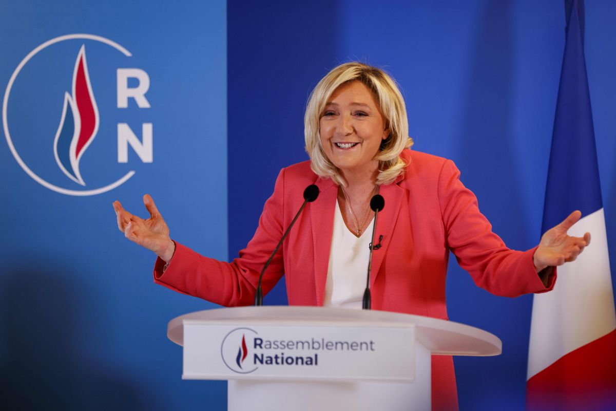 Die Nemesis kontert: Marine Le Pen vom Rassemblement National nennt Macrons Auftritt «eine grosse Plauderei».