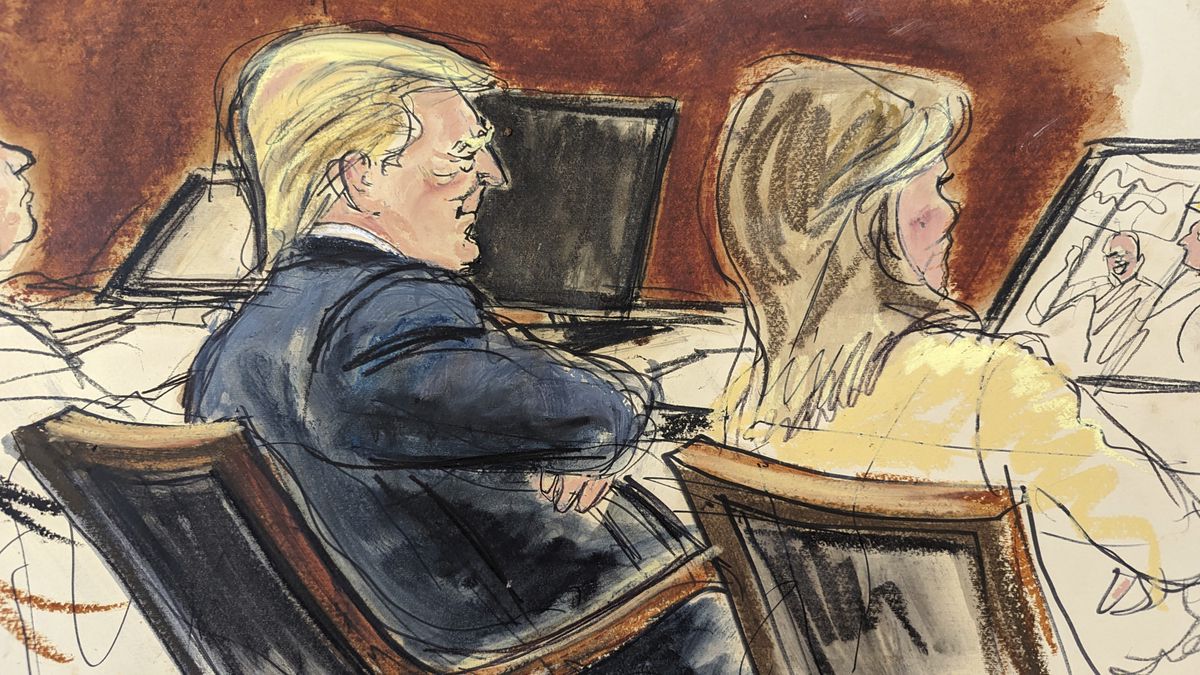 «Das ist Betrug»: Donald Trump mit verschränkten Armen im New Yorker Gericht. (17. Januar 2024)