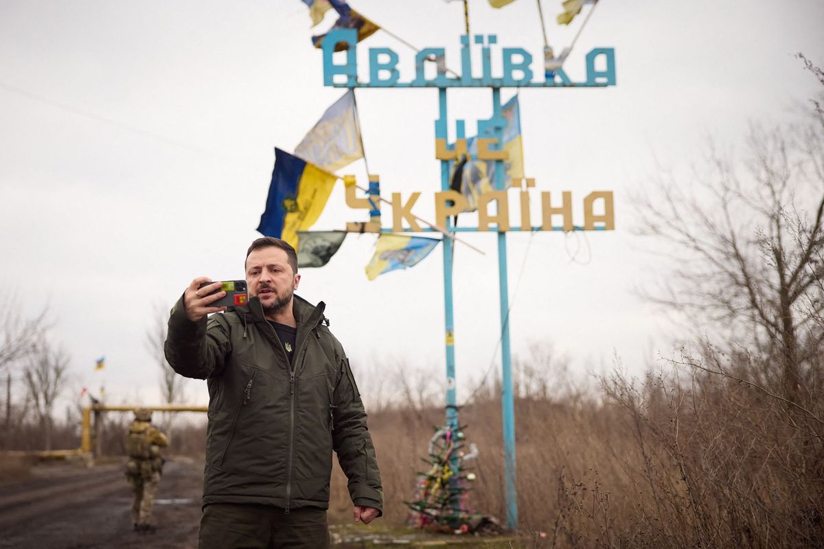 Wolodimir Selenski besuchte Ende Dezember die Stadt Awdijiwka.