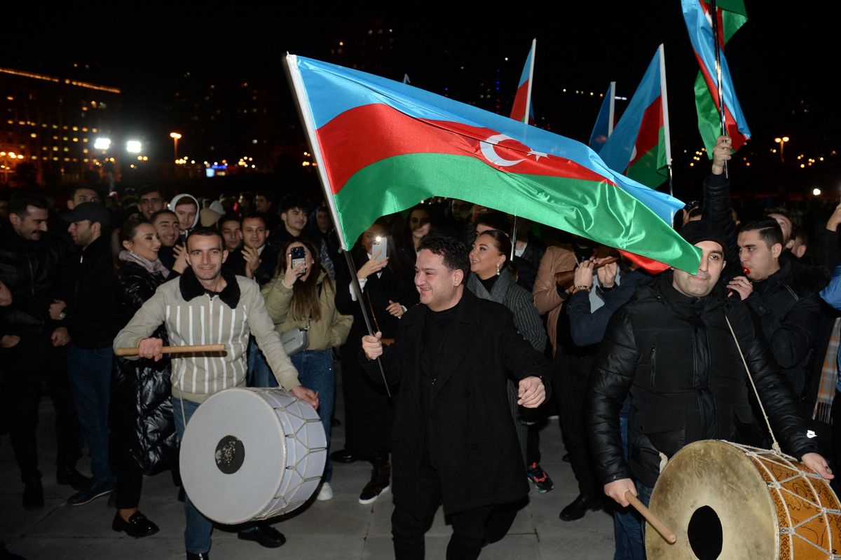 Anhänger von Ilham Alijew in der Hauptstadt Baku.
