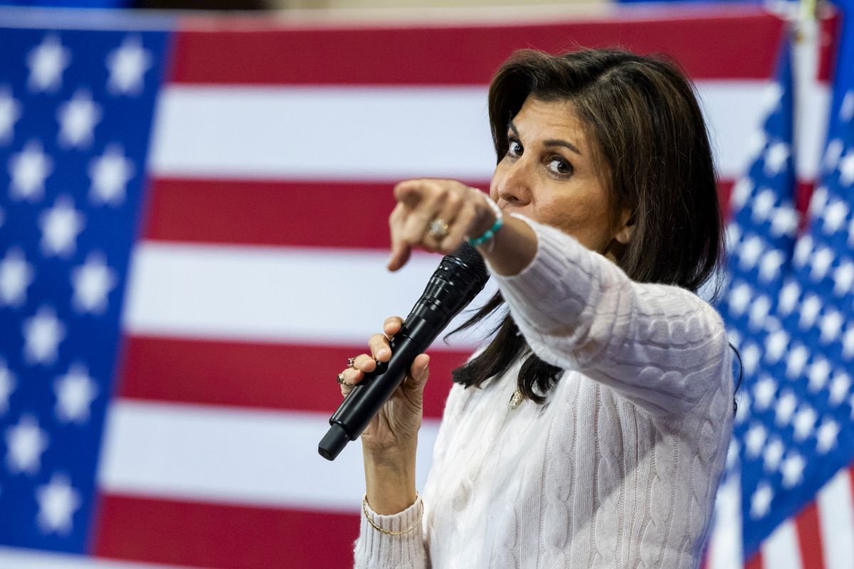 Symbolischer Erfolg: Die Republikanerin Nikki Haley entscheidet die parteiinterne Abstimmung in Washigton für sich Im Bild: Wahlkampfauftritt vom 19. Februar 2024.