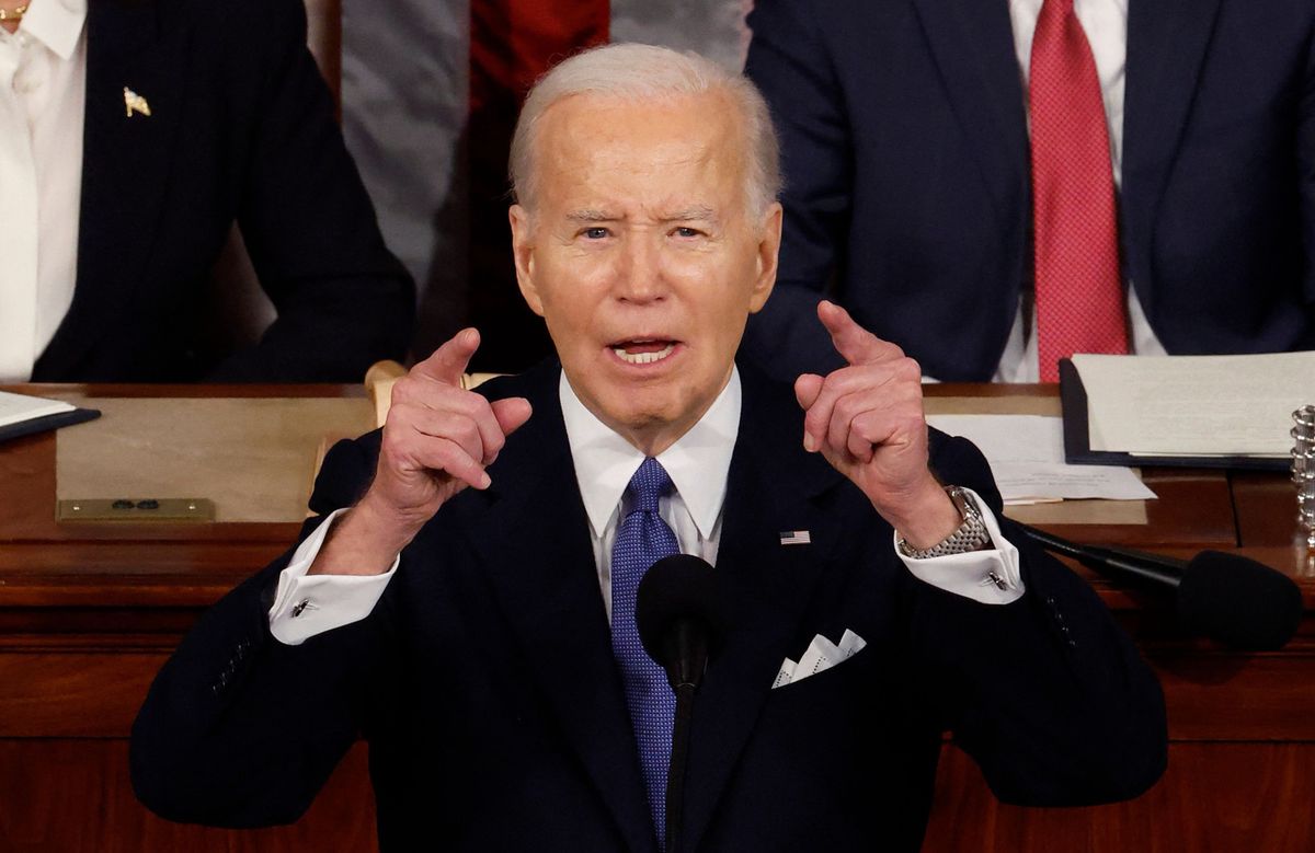 Angriffslustig: US-Präsident Joe Biden spricht bei seiner «State of the Union»-Rede zu Millionen Zuschauenden.