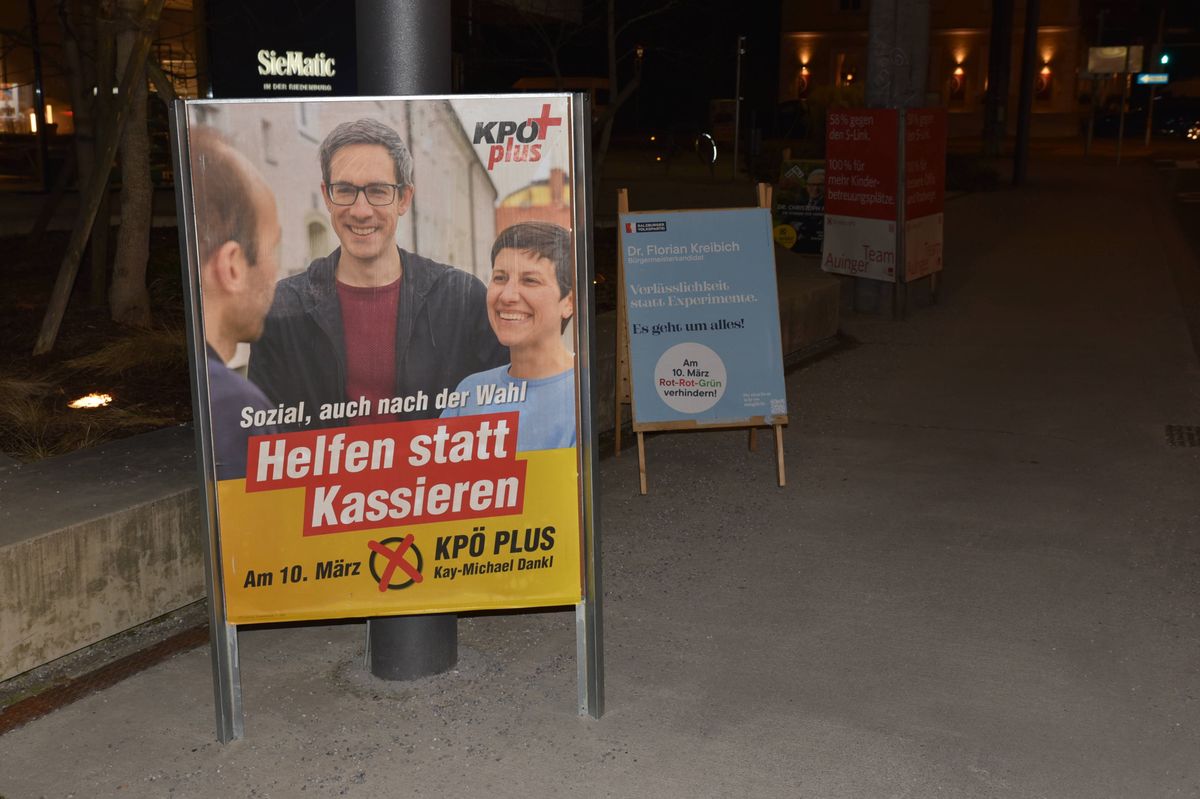Helfen statt Kassieren: Wahlplakat von Kay-Michael Dankl der KPÖ.
