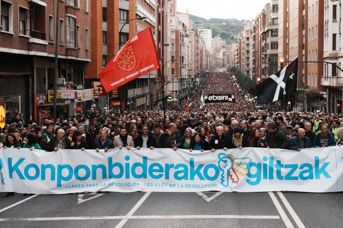 Unversöhnlichkeit auf beiden Seiten: Protestmarsch für die Rückkehr von ETA-Inhaftierten im baskischen Bilbao, 13. Januar 2024. 
