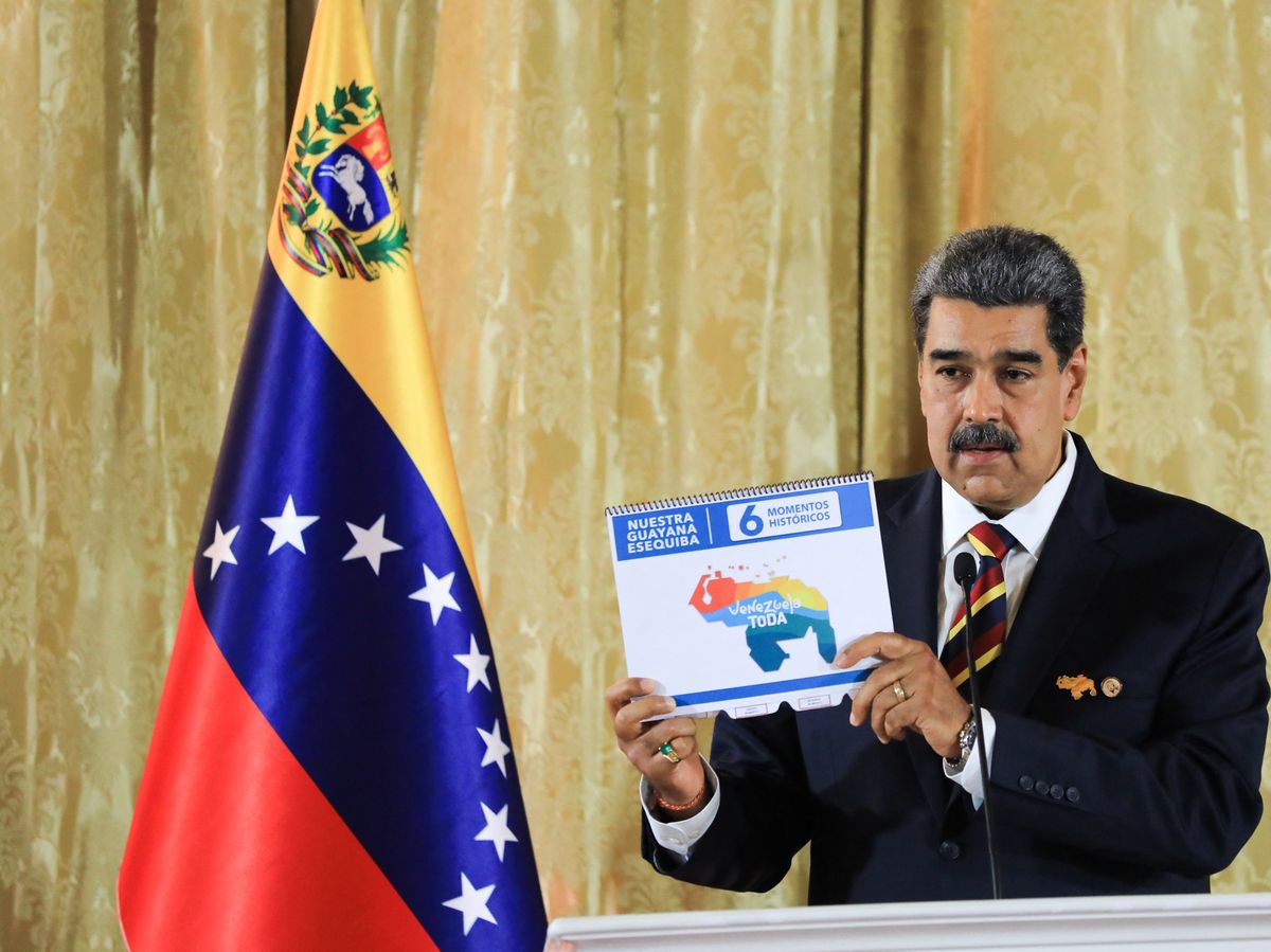 Der venezolanische Präsident Nicolas Maduro bei der Präsentation eines Gesetzes zur «Verteidigung von Guyana Esequiba». (3. April 2024.