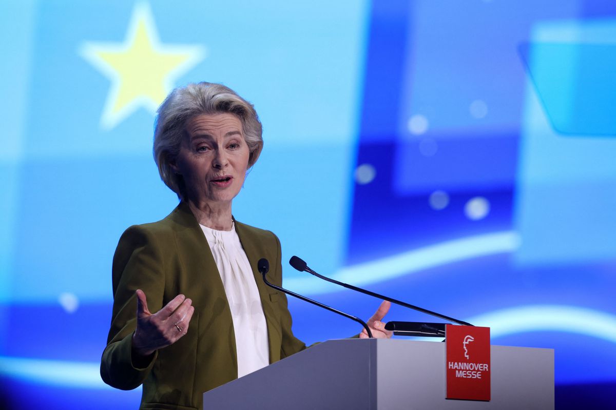 EU-Kommissionspräsidentin Ursula von der Leyen während einer Rede in Hannover, 21. April 2024.